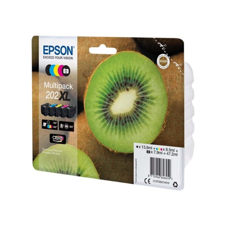 Multipack! Epson 202XL   5 farver PBK-BK-C-M-Y  original  C13T02G74010  47,8 ml