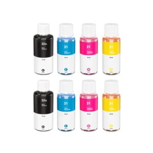 Rabat sæt! HP 31 / HP 32 - 2 stk BK-C-M-Y blækrefill 690 ml - kompatibel 8 farver