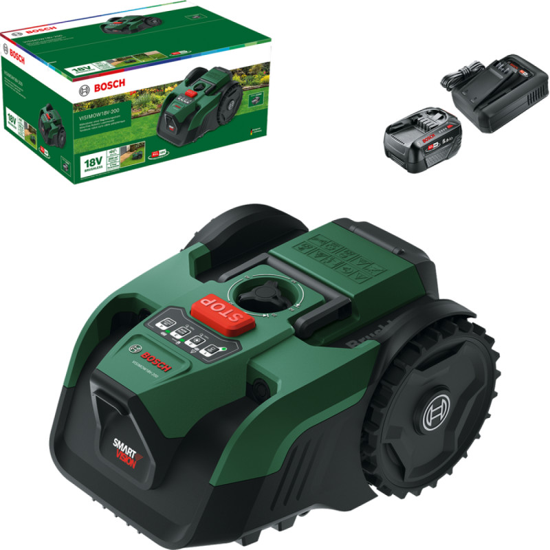 Bosch VISIMOW 18V-200 Robotplæneklipper - 200 m² - 5,0 Ah