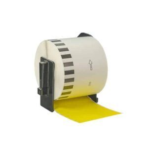 DK44605 Gul selvklæbende aftagelige etiketter - 62mm x 30.48m - Kompatibel Brother - DK44605