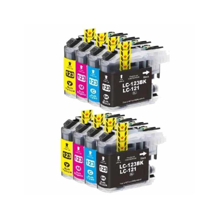 Rabat sæt!  LC123 - 2 x 4 farver BK-C-M-Y - Kompatibel Brother - LC123 - 4,800 sider