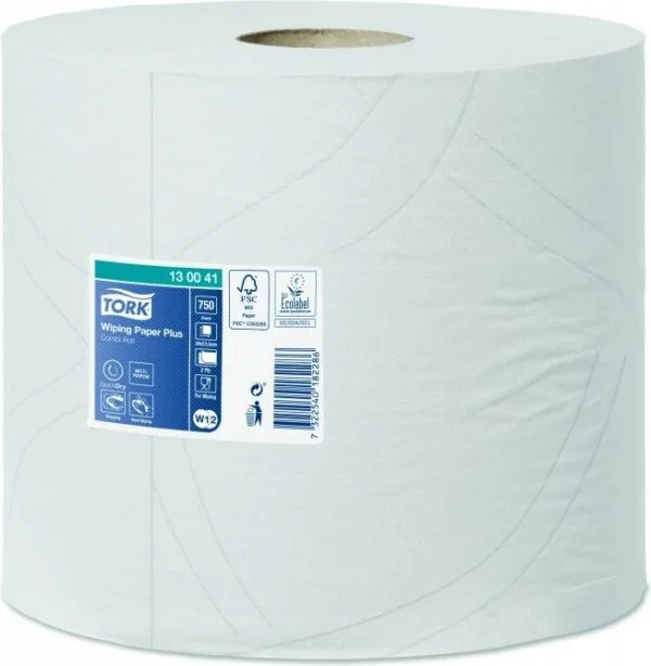 Aftørringspapir Tork Plus W1/W2 2-lags hvid 255m 2rl
