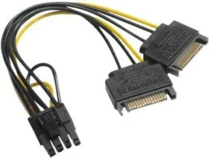 Akasa 15 pin Serial ATA strøm (male) - 8 pin PCI Express-strøm med aftagelig 2 pin sektion (female) Sort 15cm Strømforsyningsadapter - AK-CBPW19-15