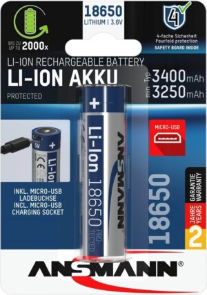 Ansmann 1 Ansmann Li-Ion 18650 3400mAh 3,6V Micro-USB 1307-0003