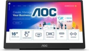 AOC 16T2 16 1920 x 1080 Micro HDMI USB-C 60Hz Pivot Skærm