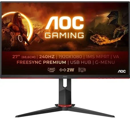 AOC Gaming C27G2ZU/BK 27 1920 x 1080 HDMI DisplayPort 240Hz
