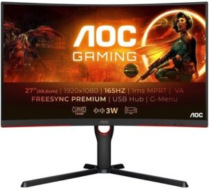 AOC Gaming C27G3U/BK 27 1920 x 1080 HDMI DisplayPort 165Hz