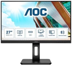 AOC Q27P2CA 27 2560 x 1440 HDMI DisplayPort USB-C 75Hz Pivot Skærm