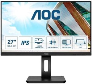 AOC Q27P2Q 27 2560 x 1440 VGA (HD-15) HDMI DisplayPort 75Hz Pivot Skærm