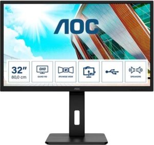 AOC Q32P2 31.5 2560 x 1440 HDMI DisplayPort 75Hz Pivot Skærm