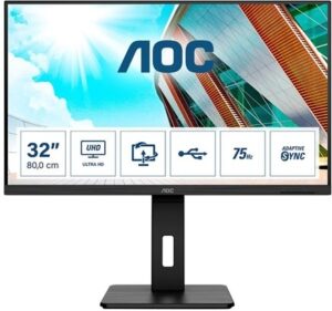 AOC U32P2 31.5 3840 x 2160 HDMI DisplayPort 75Hz Pivot Skærm