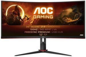 AOC Gaming CU34G2/BK 34 3440 x 1440 HDMI DisplayPort 100Hz - CU34G2