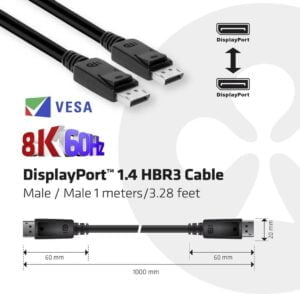 Club 3D DisplayPort 1.4 to DisplayPort 1.4 M/M 1m