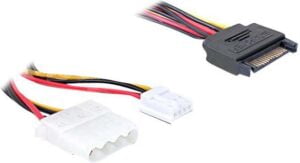 DeLOCK 15 pin Serial ATA strøm (male) - 4-PIN intern strøm 4-PIN mini-strømforsyningsforbinder (female) 30cm Strømforsyningsadapter