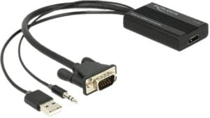 DeLOCK Video / lyd adapter HDMI / VGA 25cm Sort