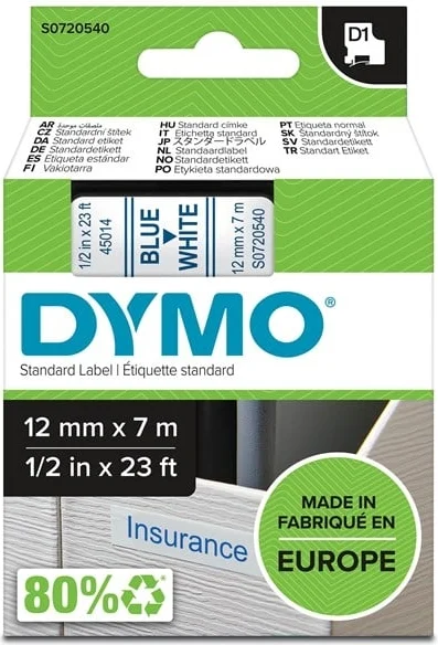 DYMO D1 Mærkattape  (1,2 cm x 7 m) 1rulle(r) - S0720540