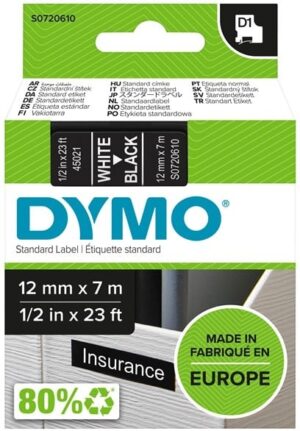 DYMO D1 Mærkattape  (1,2 cm x 7 m) 1rulle(r)