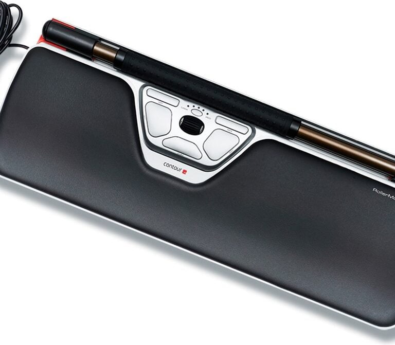 Contour RollerMouse Red Plus Dobbelt lasersensor Kabling Sort Sølv - RM-RED PLUS