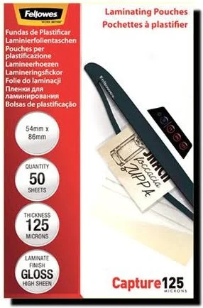 Fellowes Laminating Pouches Capture 125 micron Laminerings poser 54 x 86 mm Klar