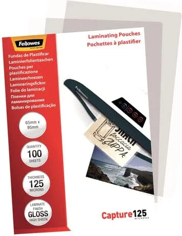 Fellowes Laminating Pouches Capture 125 micron Laminerings poser 64 x 95 mm