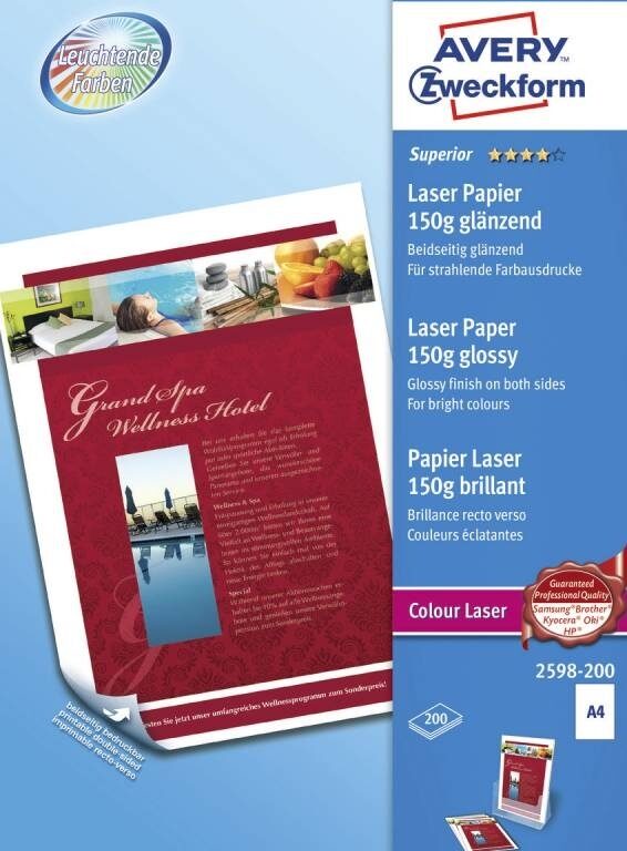 Fotopapir farvelaser A4 150g glossy superior 2-siders 200ark/pak