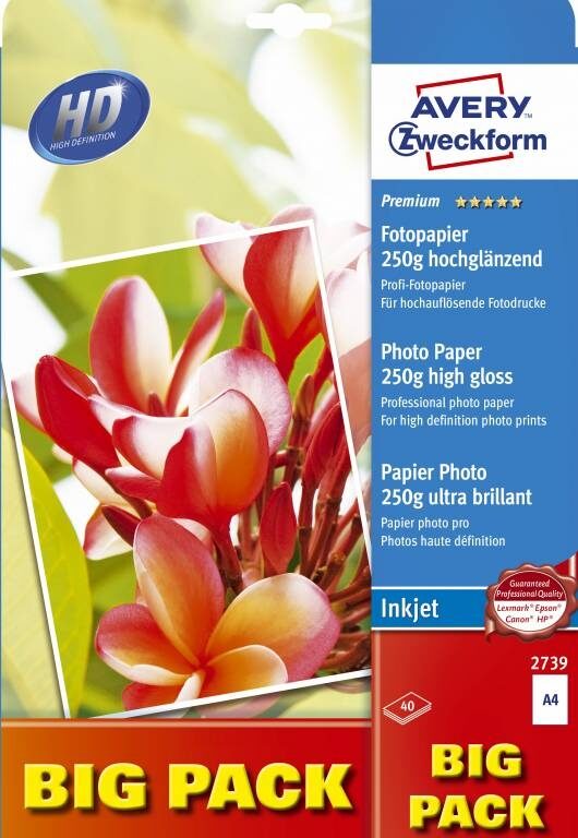 Fotopapir Premium A4 250g glossy t/inkjet 40ark/pak