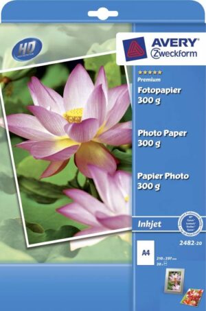 A4 Avery fotopapir glossy 300g inkjet 20stk/pk