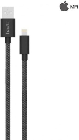 Havit Lightning cable sleeved MFi - Black - 1m