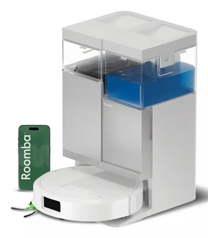 iRobot Roomba Plus 415 Combo Roboter + AutoWash Dock, Poseløs, Hvid, Rund, Støvpose, Opladning, Purification, EPA