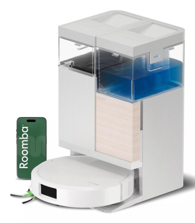 iRobot Roomba Plus 575 Combo Roboter + AutoWash Dock, Poseløs, Hvid, Rund, Støvpose, Opladning, Purification, EPA