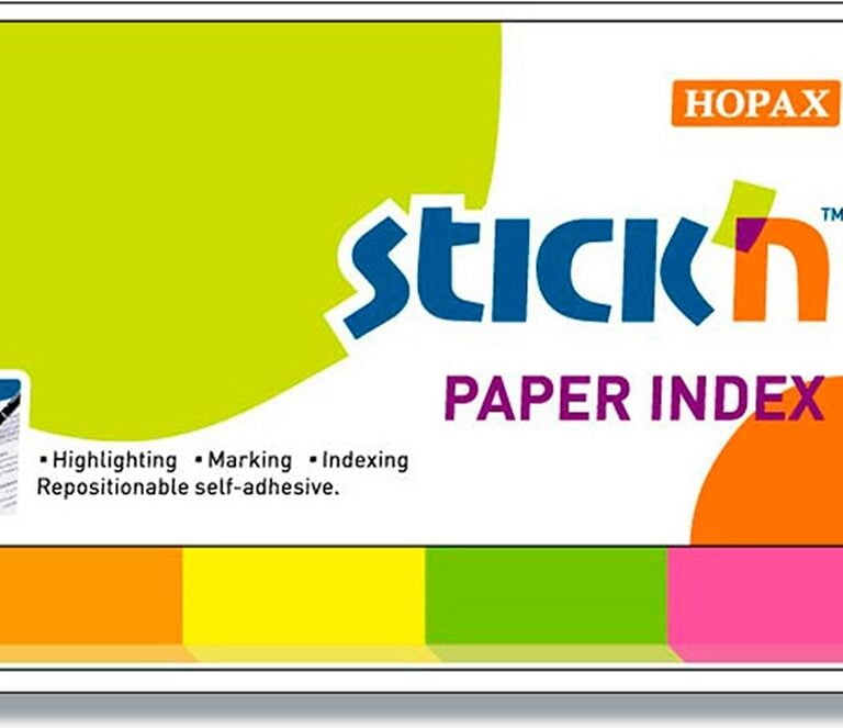 Indeksfaner Stick'N Papir 4 ass. neon 50x20mm 4x50stk/pak