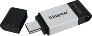 Kingston DataTraveler 80 128GB USB 3.2 Gen 1 / USB-C Sort Grå Rød