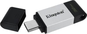 Kingston DataTraveler 80 32GB USB 3.2 Gen 1 / USB-C Sort Grå Rød