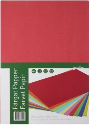 Kopipapir favet A4 80g 10x20 ass. farver