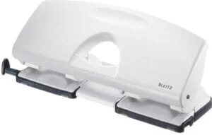 Hulapparat Leitz hvid 4-huls m/skinne t/25ark 5012