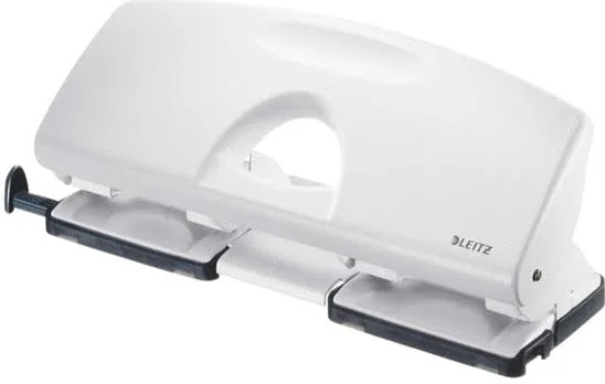 Hulapparat Leitz hvid 4-huls m/skinne t/25ark 5012