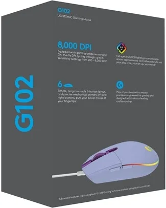 Logitech Gaming Mouse G102 LIGHTSYNC Optisk Kabling Lilla