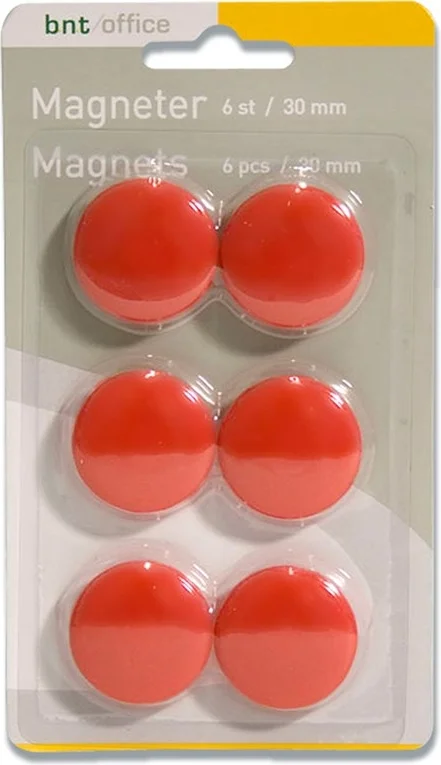 Magneter BNT rød Ø30mm blister 6stk/pak
