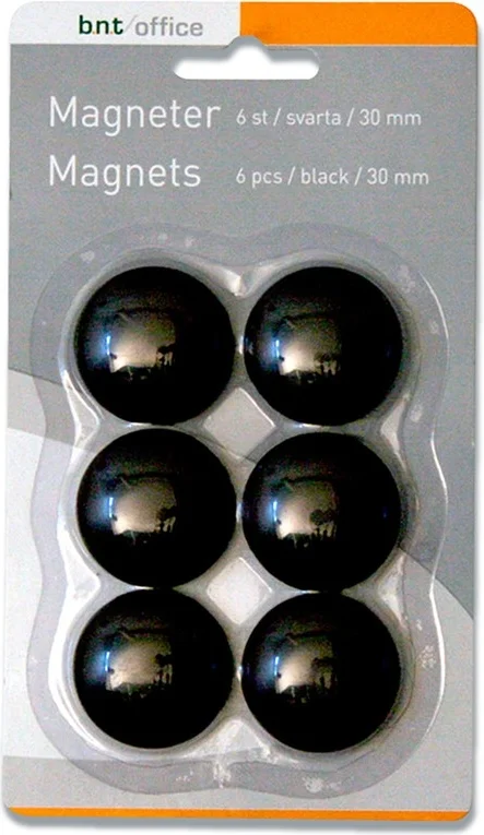 Magneter BNT sort Ø30mm blister 6stk/pak