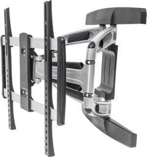 Manhattan Monitor/TV Wall Mount, Full Motion (3 pivots & tiltable), 1 screen, 32-55, Vesa 100x100 to 400x400mm, Max 50kg, Black, Box Aluminium Vægmontering 32-55 LCD-tv/kurvet LCD-tv