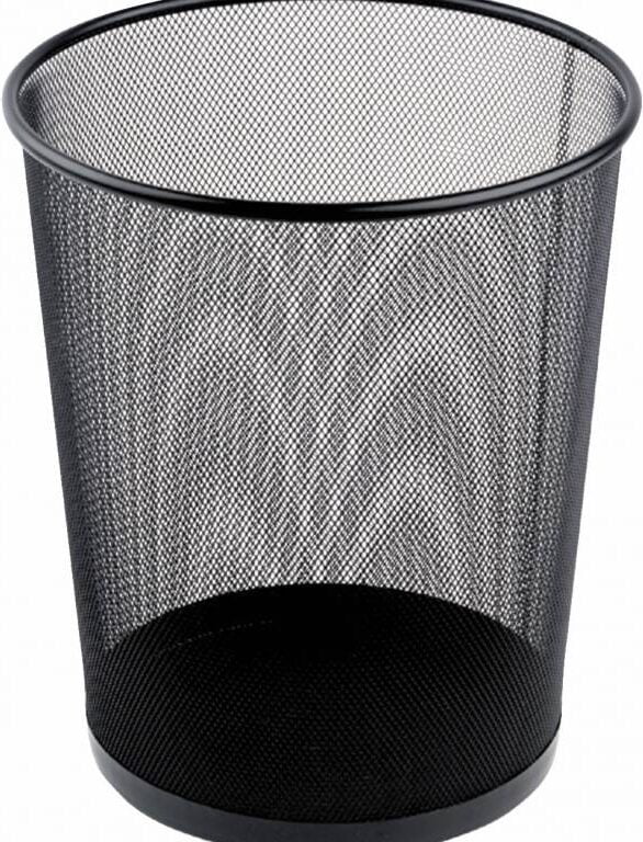 Papirkurv rund flet metal i Sort 18L