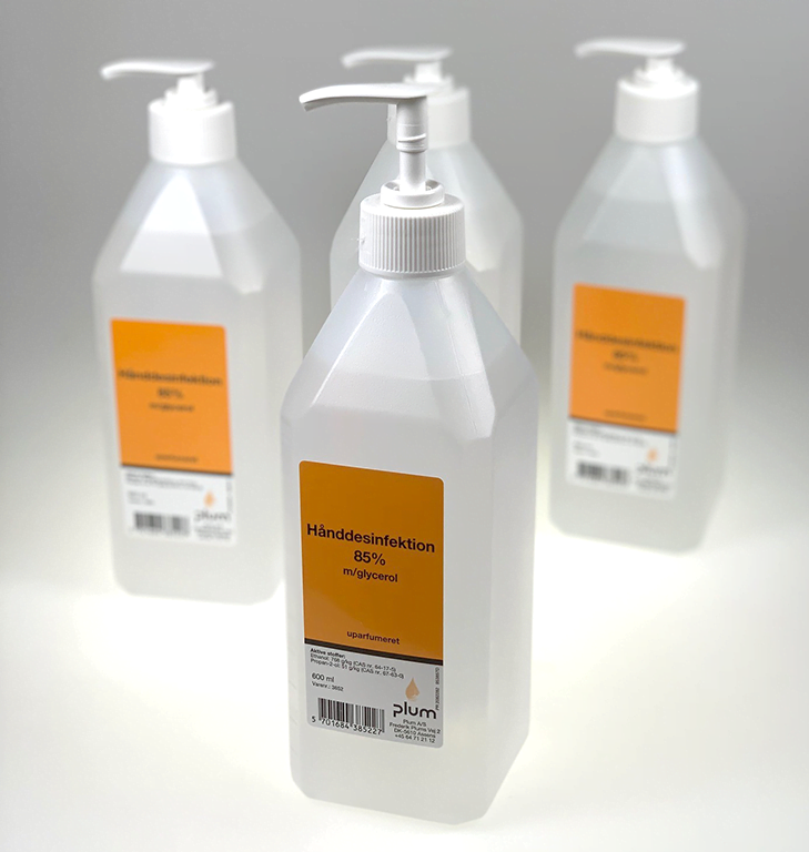 Håndsprit 85% flydende 600ml pumpeflaske