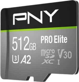 PNY PRO Elite microSDXC A2 / Video Class V30 / UHS-I U3 / Class10 - P-SDUX512U3100PRO-GE