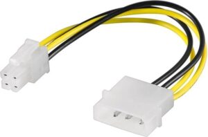 goobay 4-PIN intern strøm (male) - Effekt ATX12V 4-pin stik (female) 16cm Strømforsyningsadapter