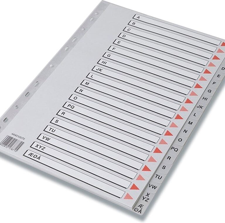 Plastregister Q-Line A4 A-Å grå m/kartonforblad