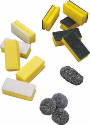 Skuresvamp m/håndtag Cleanline grøn 7x15cm 5stk/pak