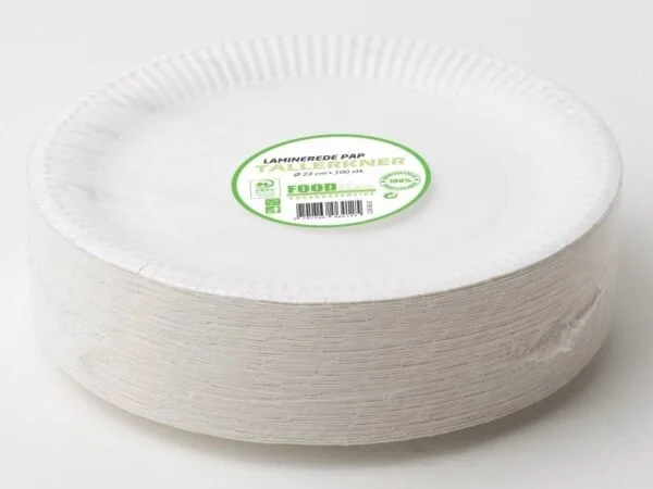 Tallerken pap Lamineret 23cm 100stk/pak