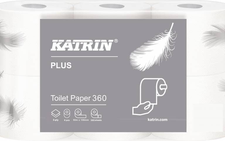 Toiletpapir Katrin Plus 360 hvid 50m 2-lag 42rl/pak
